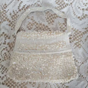 * VINTAGE 1960s LA REGALE HONG KONG HAND MADE HEAVILY BEADED & SPARKLING SEQUIN EVENING BAG / EVENING PURSE