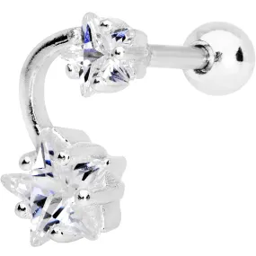 1/4 Clear CZ Gem Star System Cartilage Tragus Earring