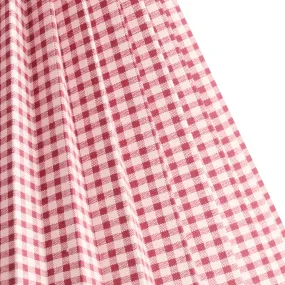 14cm tall tapered folded shade in maroon and cream gingham