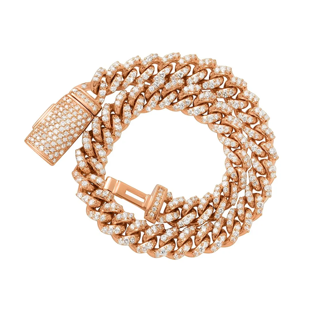 14k Rose Gold Diamond Cuban Bracelet 3.30 Ctw