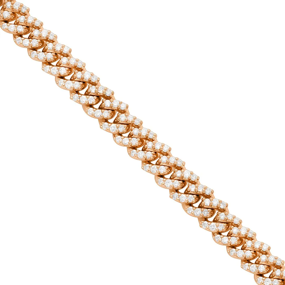 14k Rose Gold Diamond Cuban Bracelet 3.30 Ctw