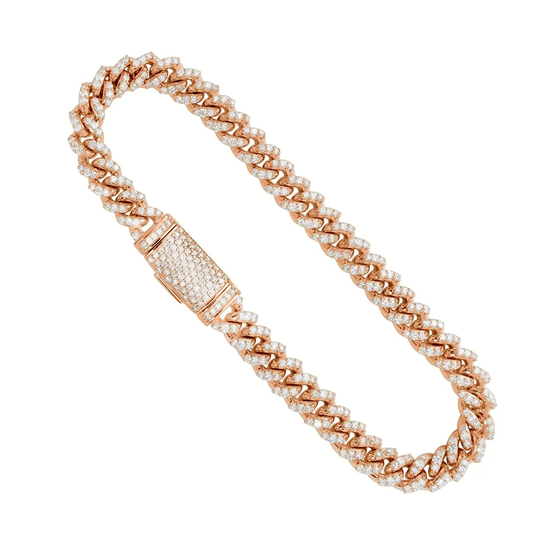 14k Rose Gold Diamond Cuban Bracelet 3.30 Ctw