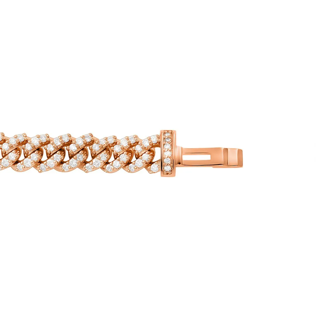 14k Rose Gold Diamond Cuban Bracelet 3.30 Ctw