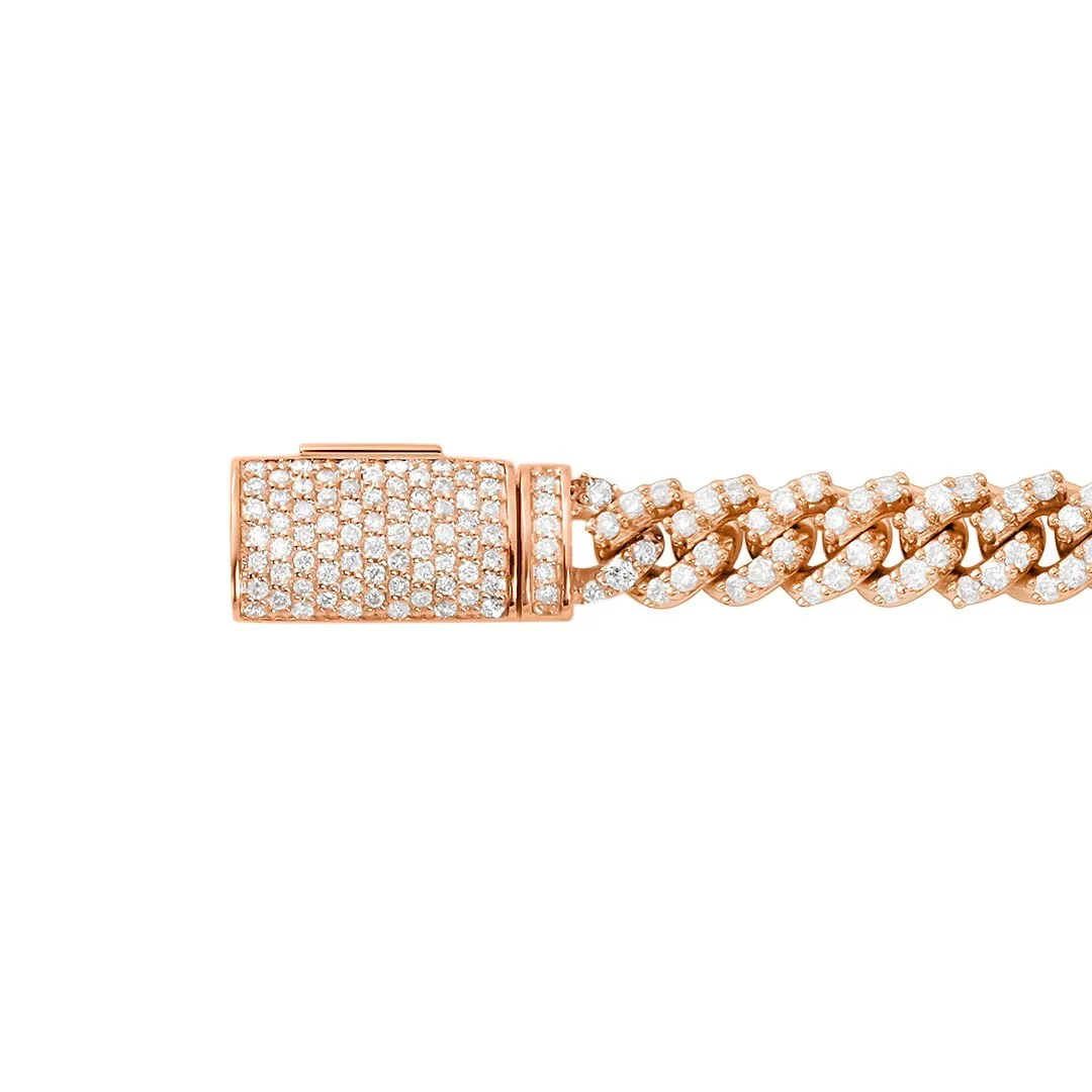 14k Rose Gold Diamond Cuban Bracelet 3.30 Ctw