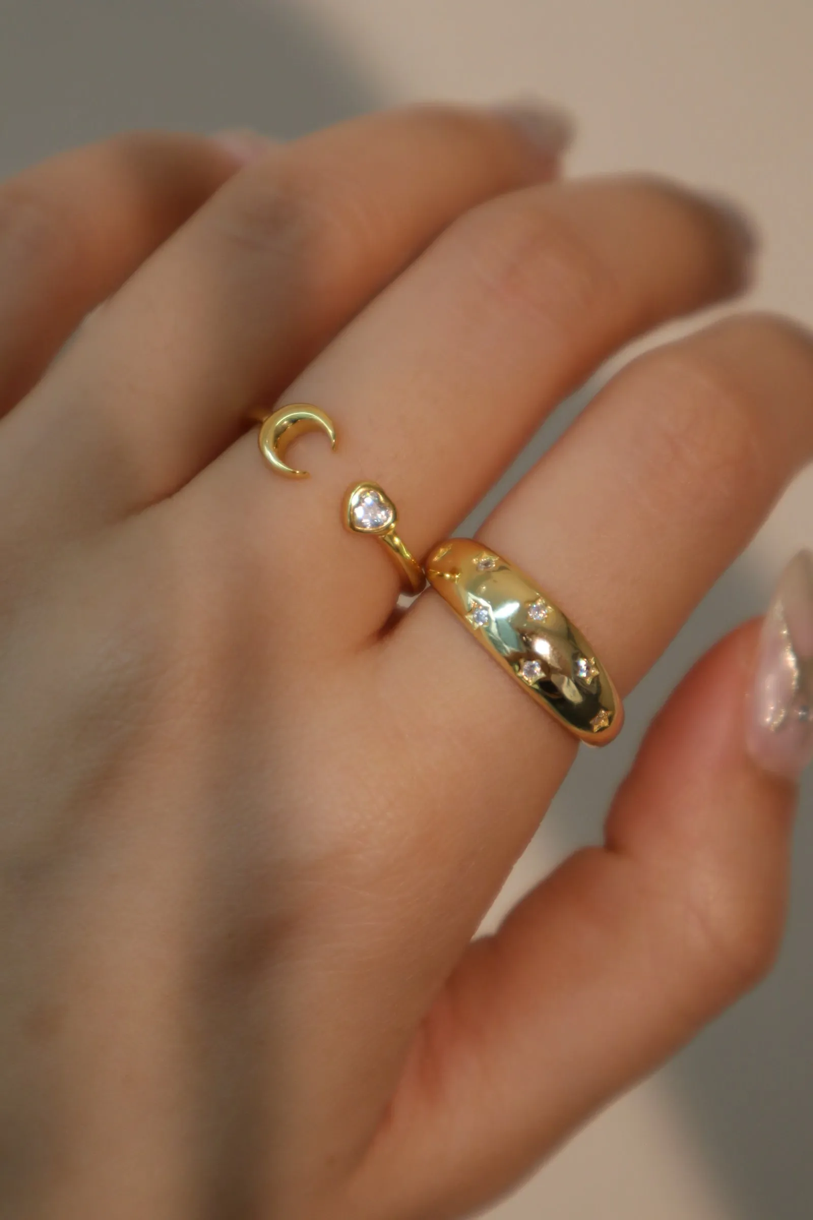 18K Gold Vermeil Moon Heart ring