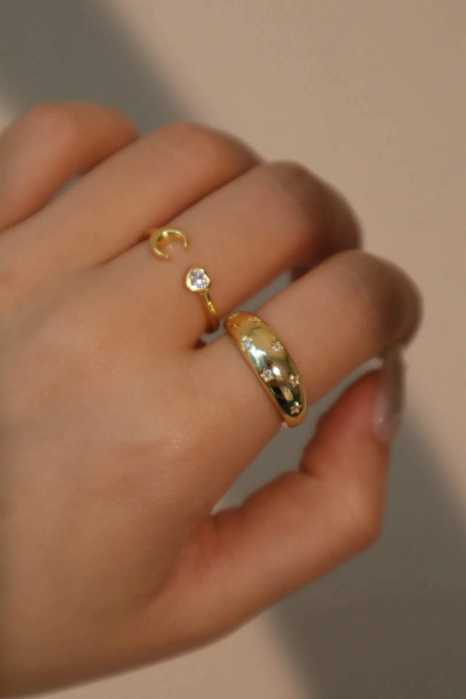 18K Gold Vermeil Moon Heart ring