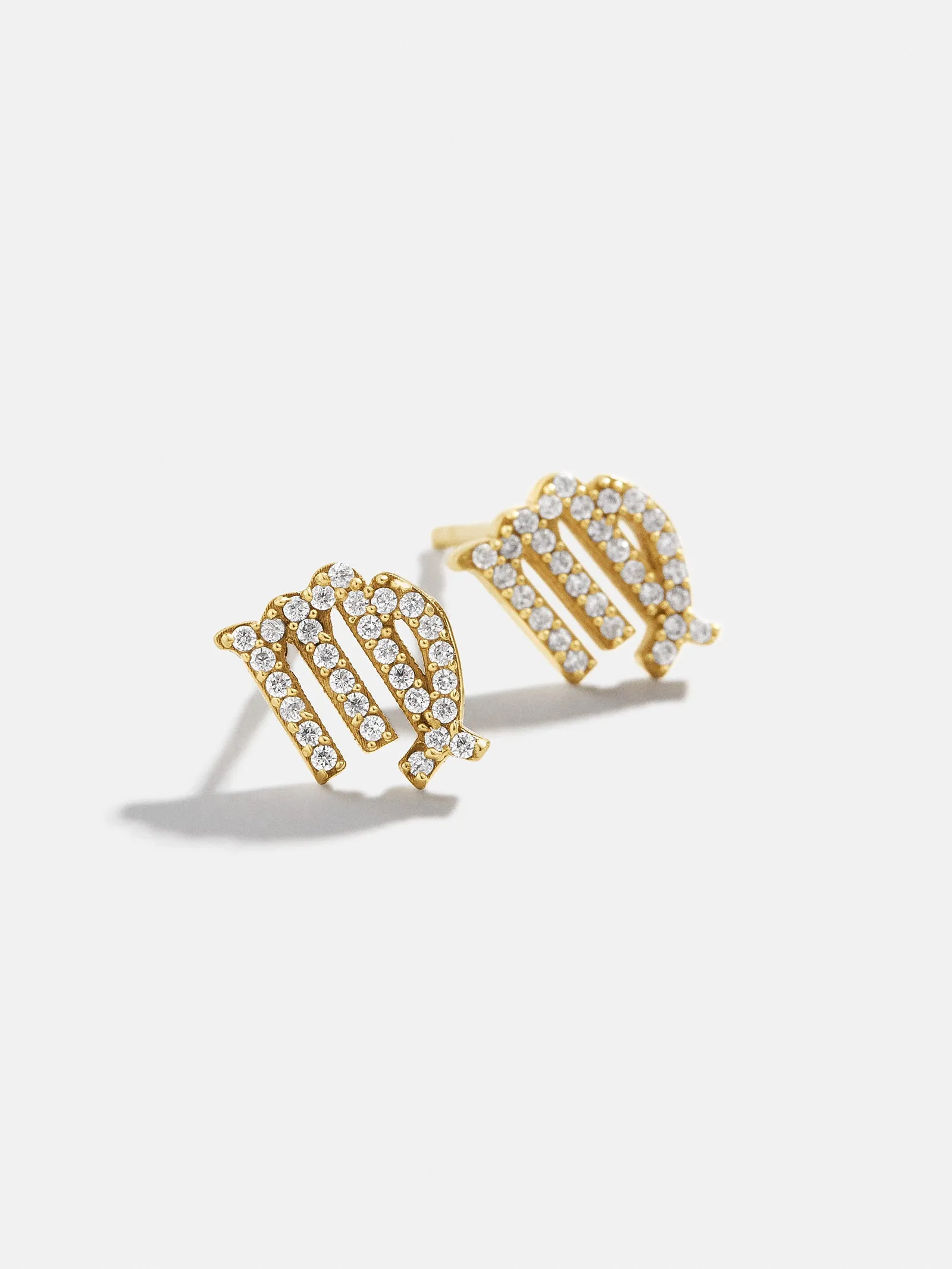 18K Gold Zodiac Earrings - Clear/Gold