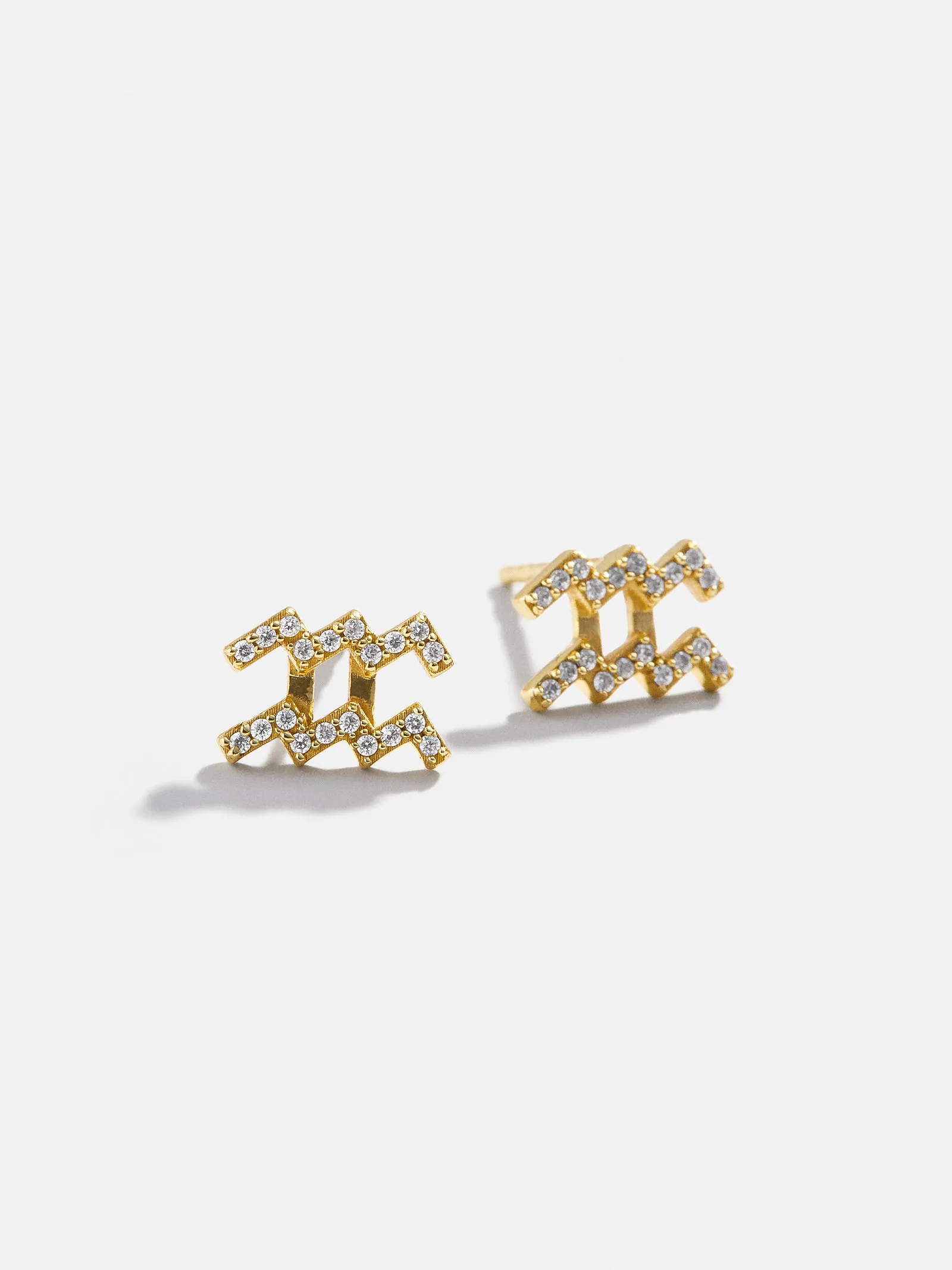 18K Gold Zodiac Earrings - Clear/Gold