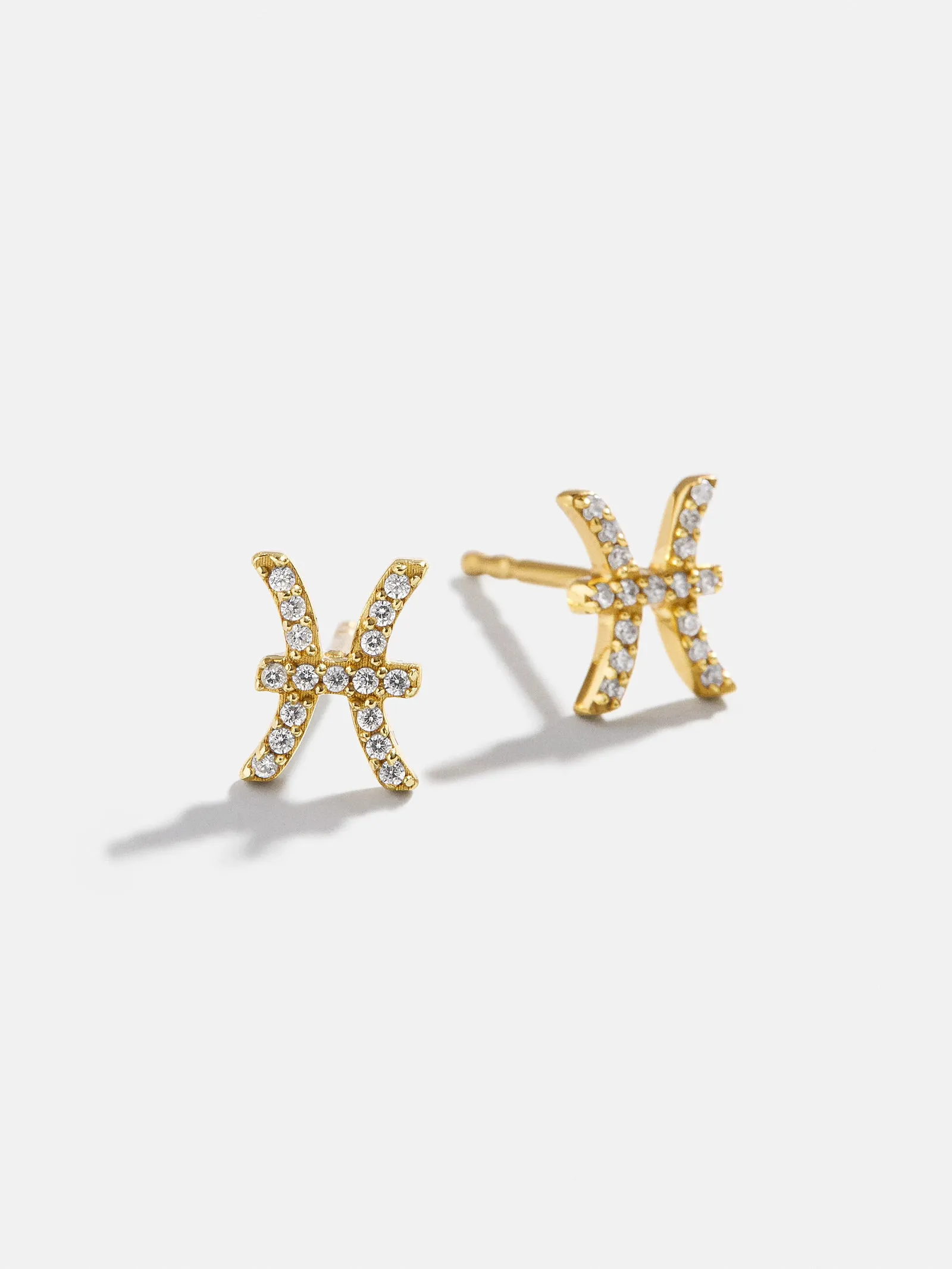 18K Gold Zodiac Earrings - Clear/Gold