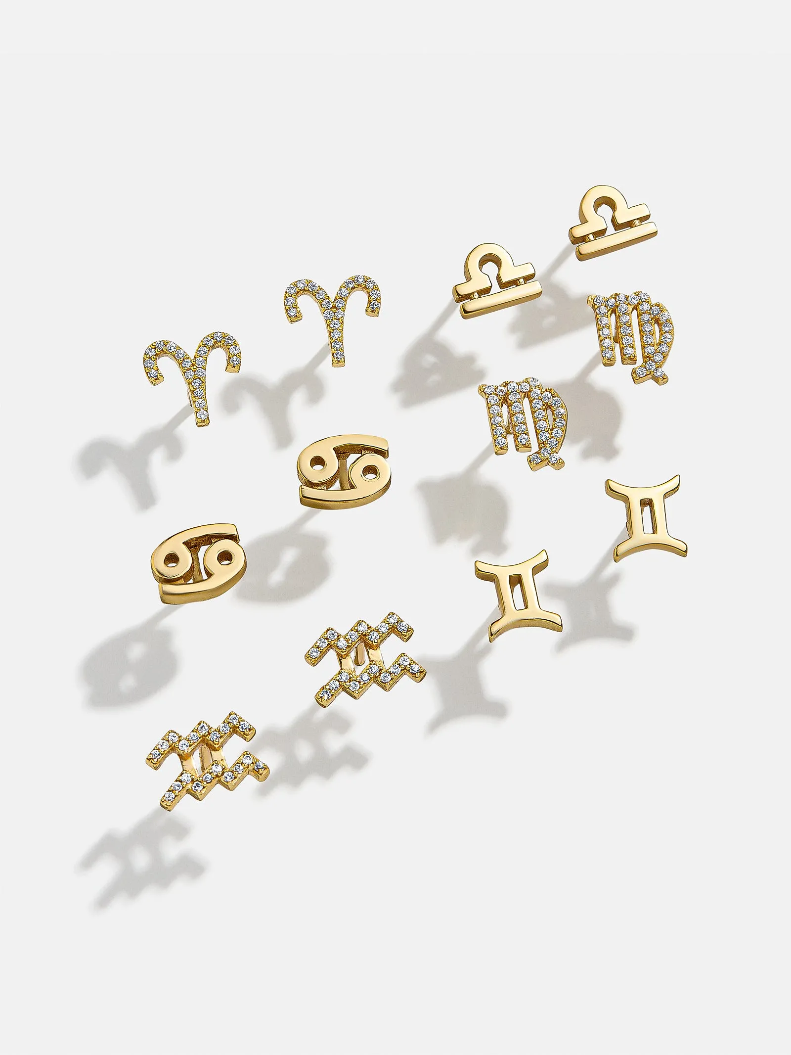 18K Gold Zodiac Earrings - Clear/Gold