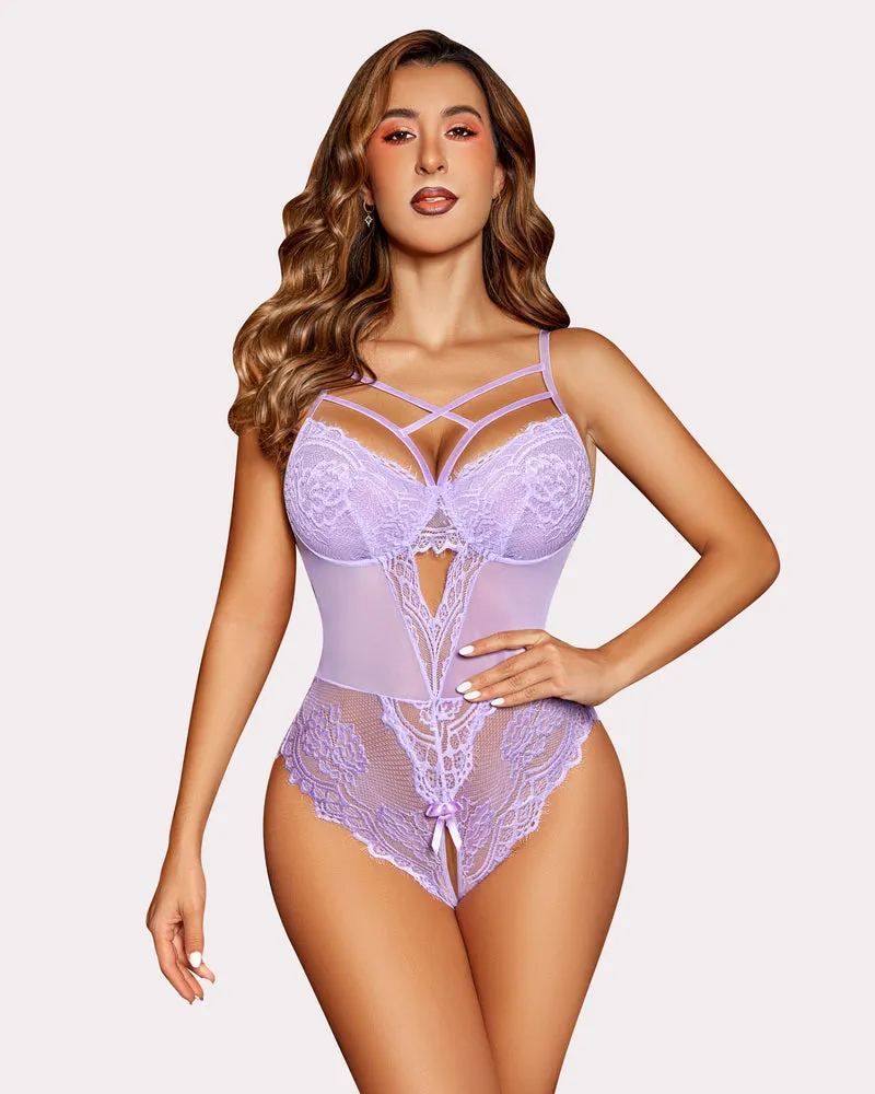 2 Pack Floral Lace Harness Bodysuit