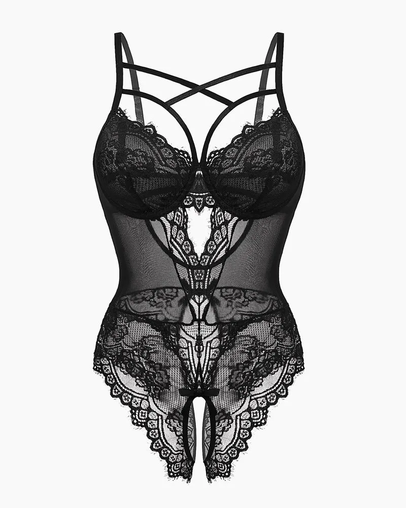 2 Pack Floral Lace Harness Bodysuit