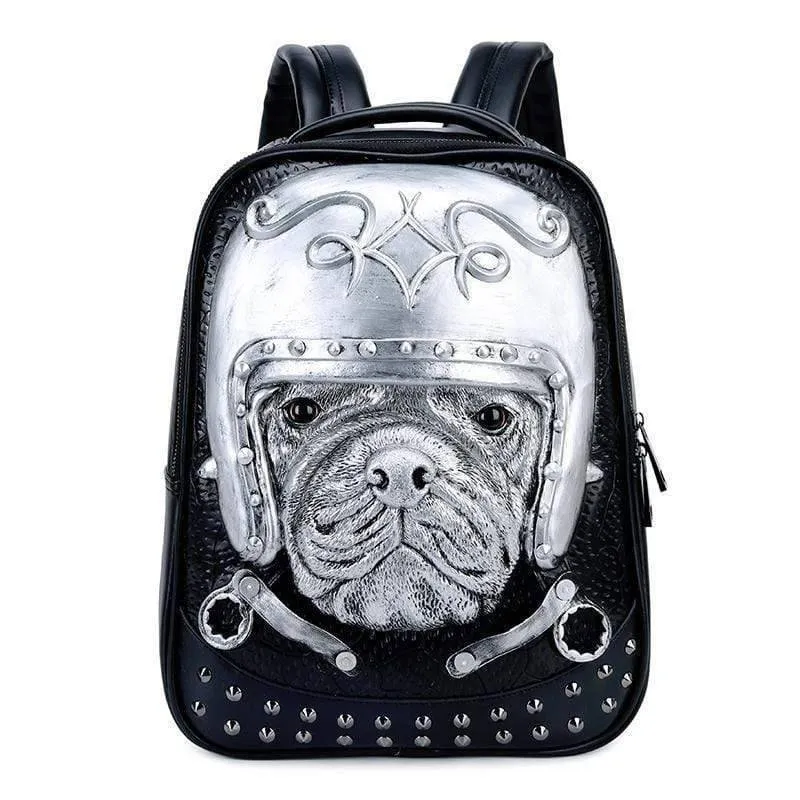 3D Backpack 3D Sha Pei Dog With Helmet Studded Backpack,14 Inch Lightweight Computer Rucksack