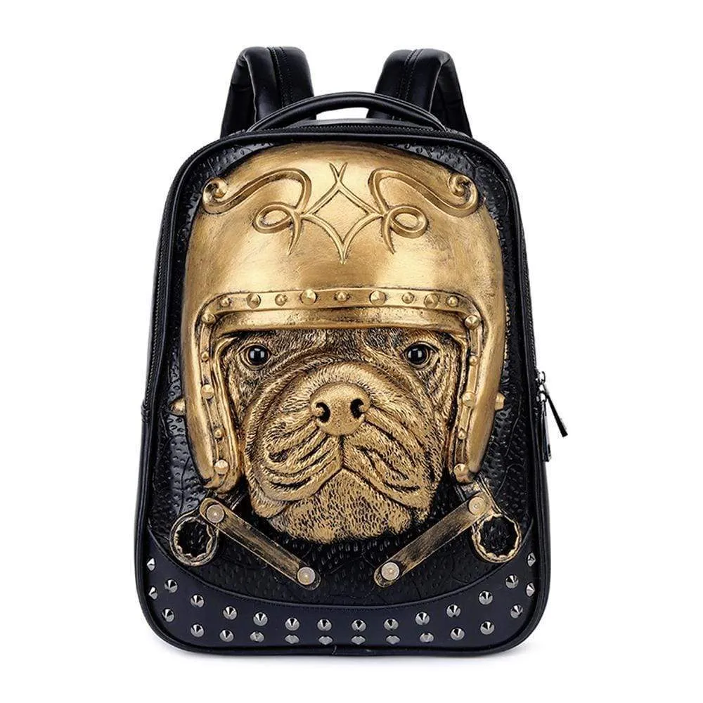 3D Backpack 3D Sha Pei Dog With Helmet Studded Backpack,14 Inch Lightweight Computer Rucksack