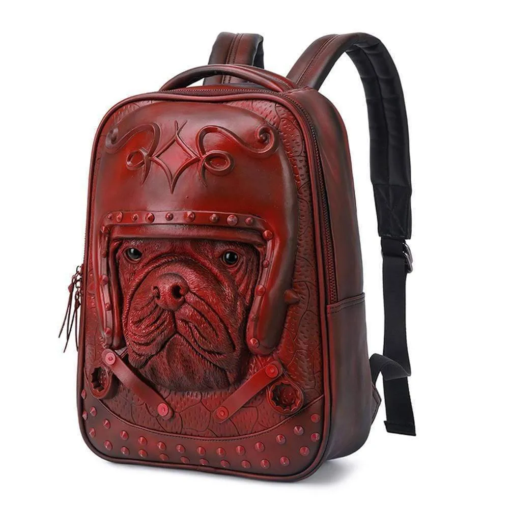 3D Backpack 3D Sha Pei Dog With Helmet Studded Backpack,14 Inch Lightweight Computer Rucksack