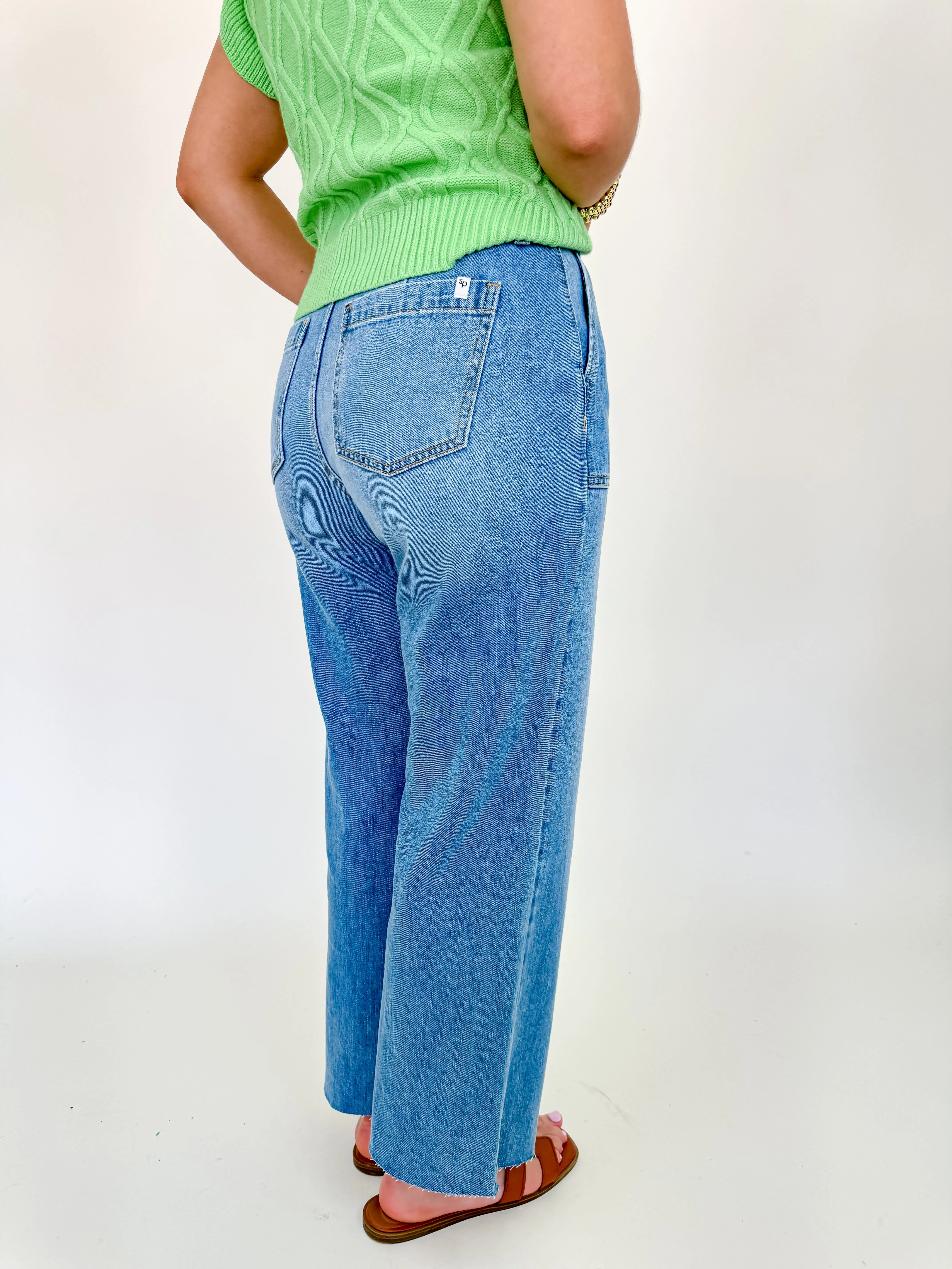 5 Button HR Wide Leg Jean