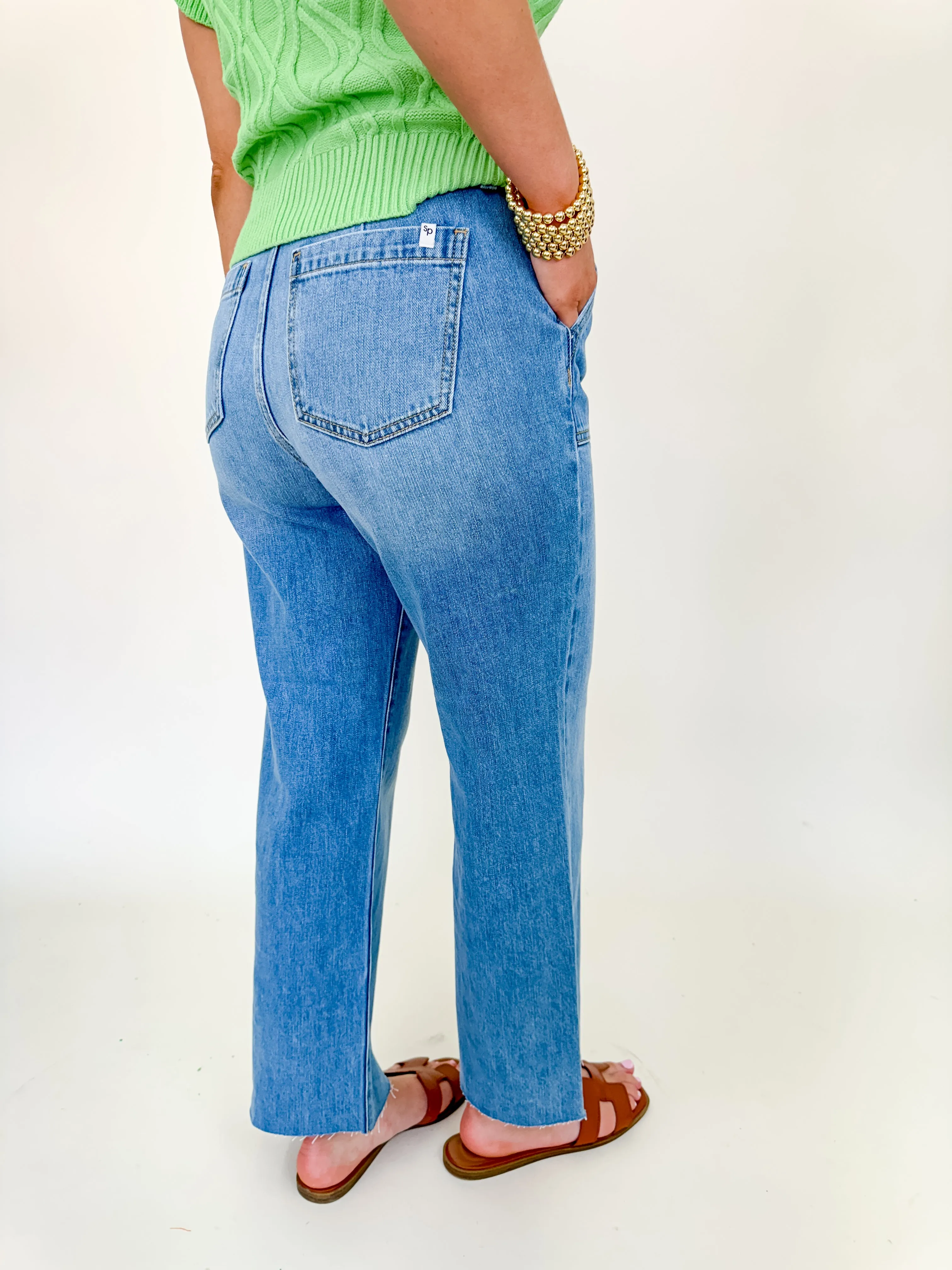 5 Button HR Wide Leg Jean