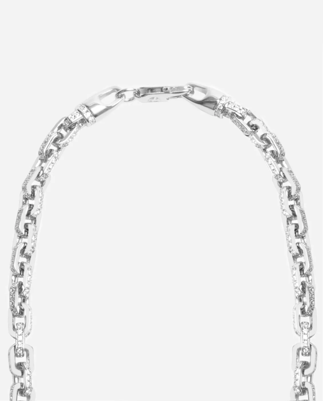 5mm Iced Box Chain - White Gold