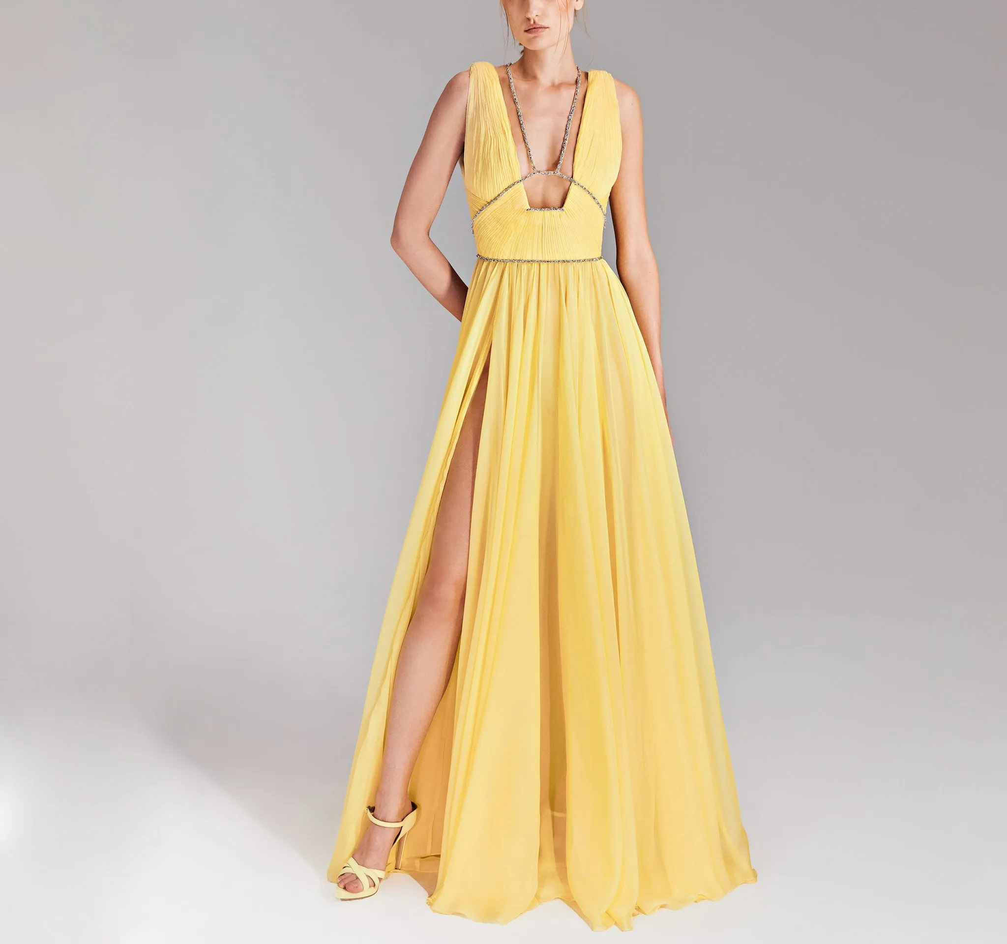 A High Slit Chiffon Dress