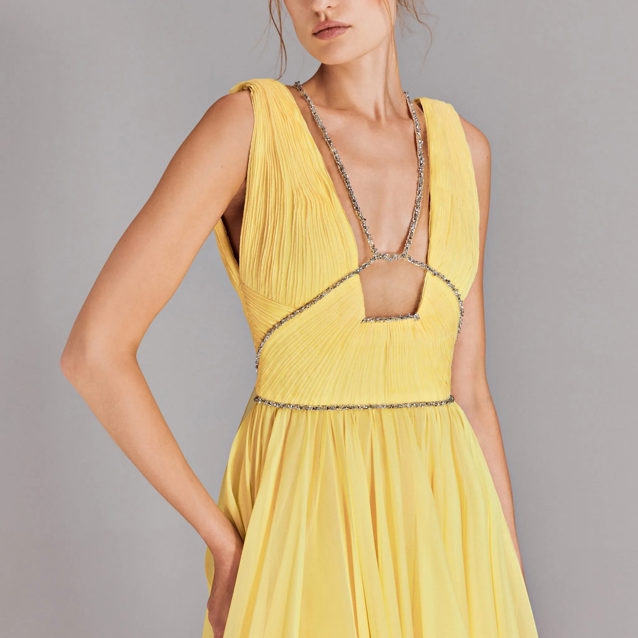 A High Slit Chiffon Dress