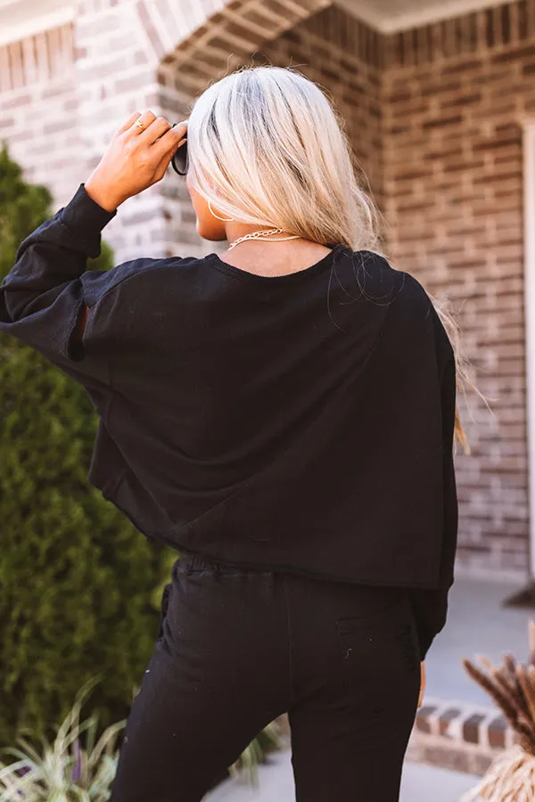 A Little Chilly Crop Sweatshirt In Black