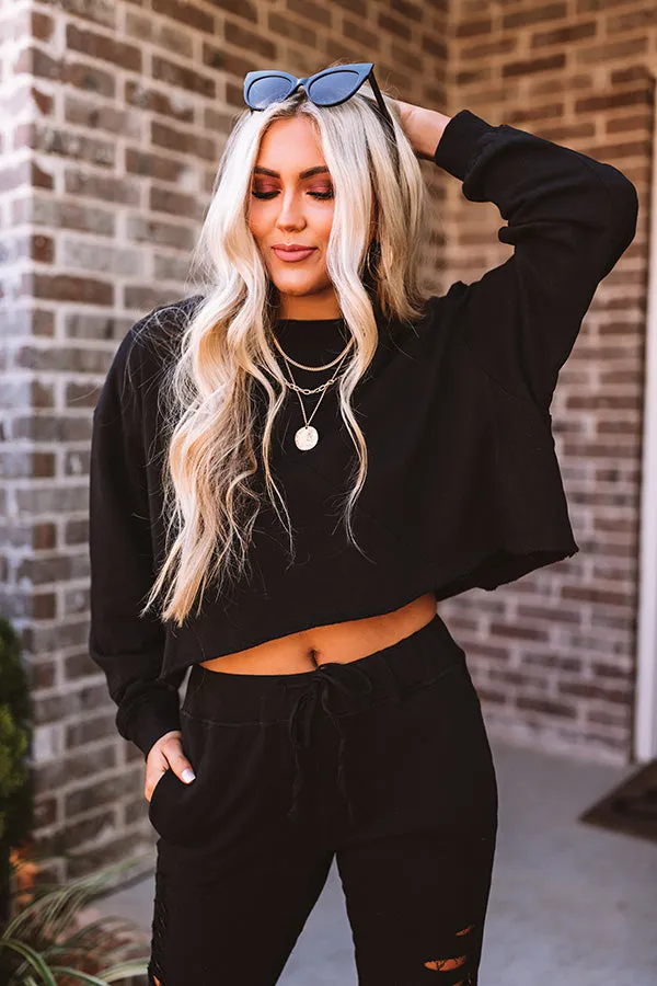 A Little Chilly Crop Sweatshirt In Black