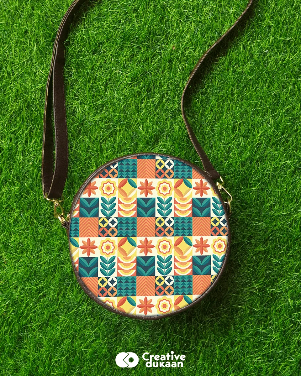 Abstract Colorful Round Sling Bag