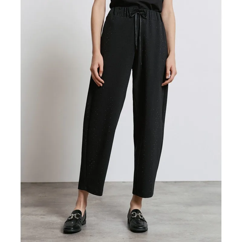 Access Fashion Relaxed  Black Rhinestone Studded Trousers