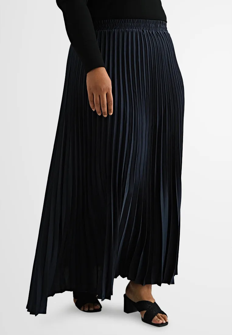 Alani Satin Pleated Flare Skirt