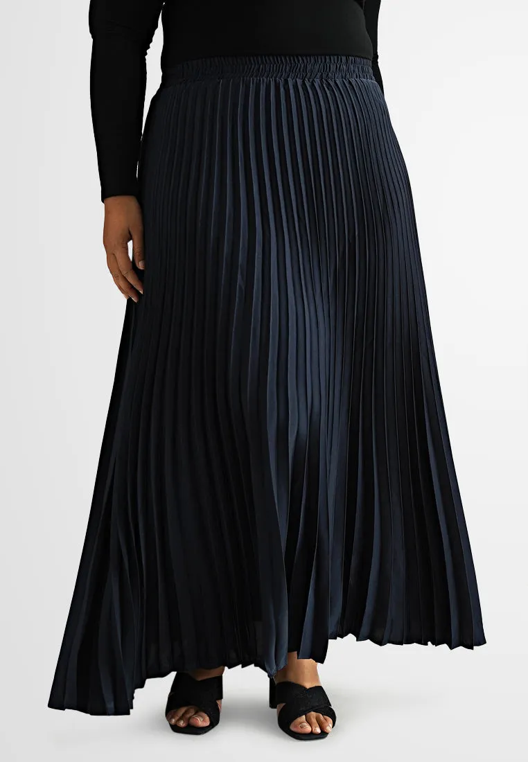 Alani Satin Pleated Flare Skirt