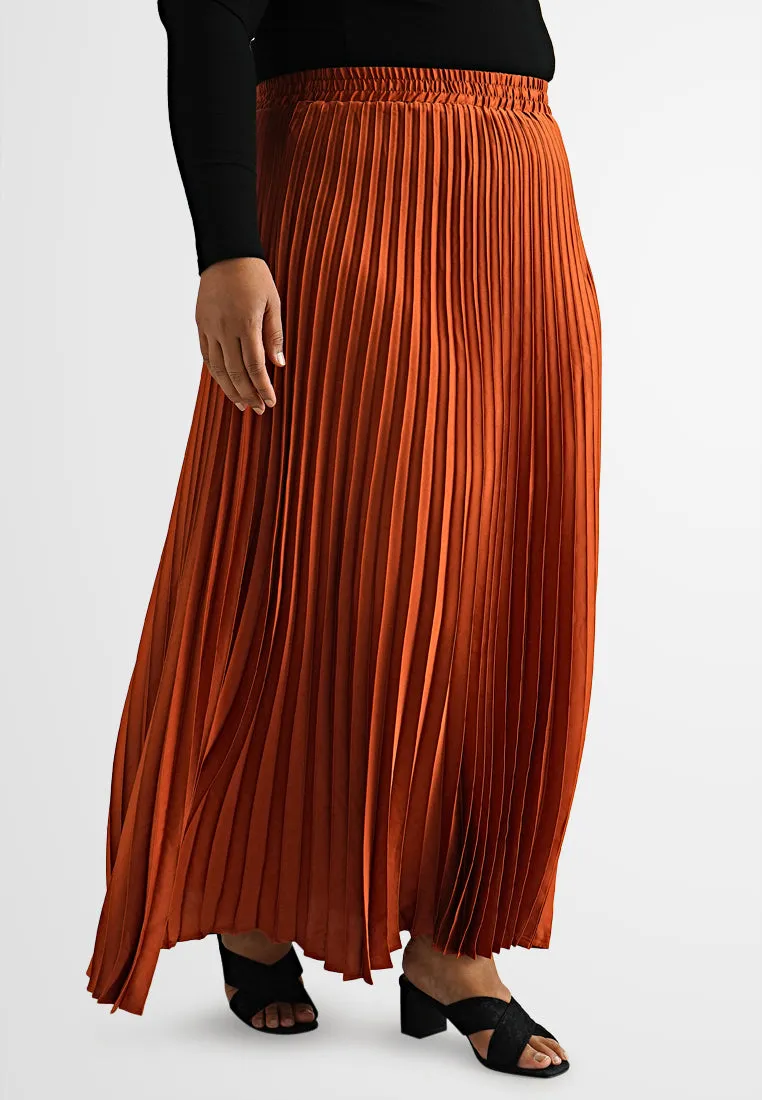 Alani Satin Pleated Flare Skirt