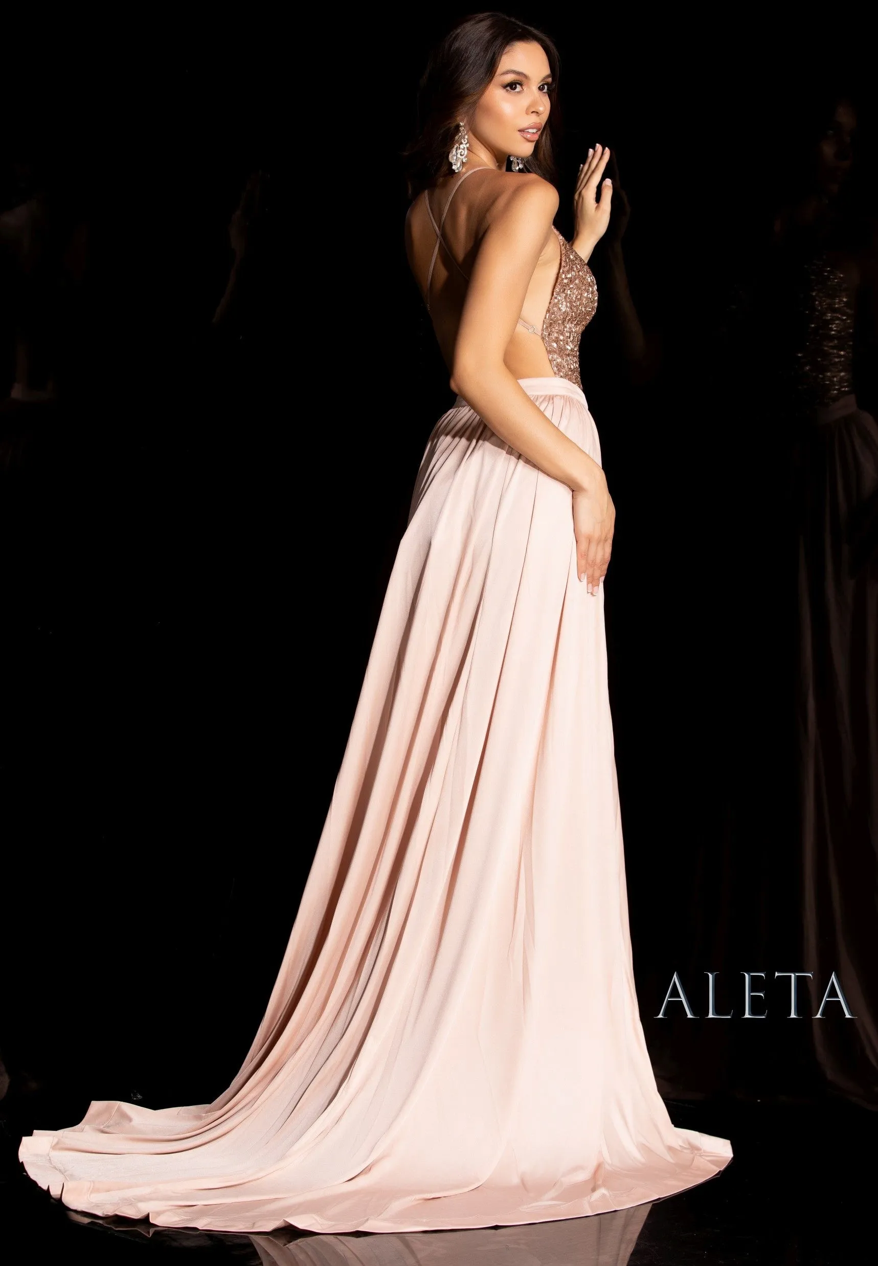 Aleta 953 Long Formal Slit Evening Prom Dress