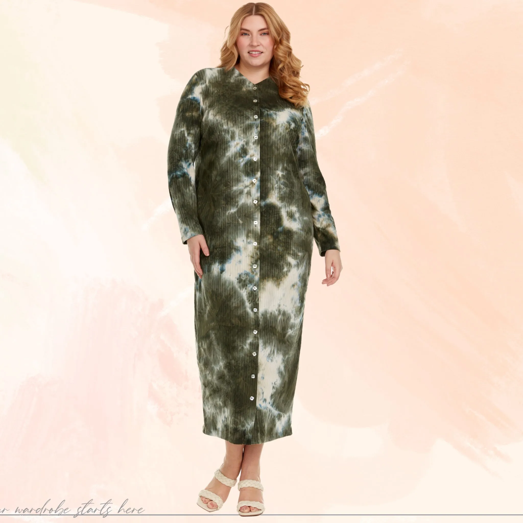 Alexa PLUS Dress Olive Tie Dye Rib