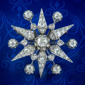 Antique Edwardian French Diamond Star Brooch 2.3ct Of Diamond