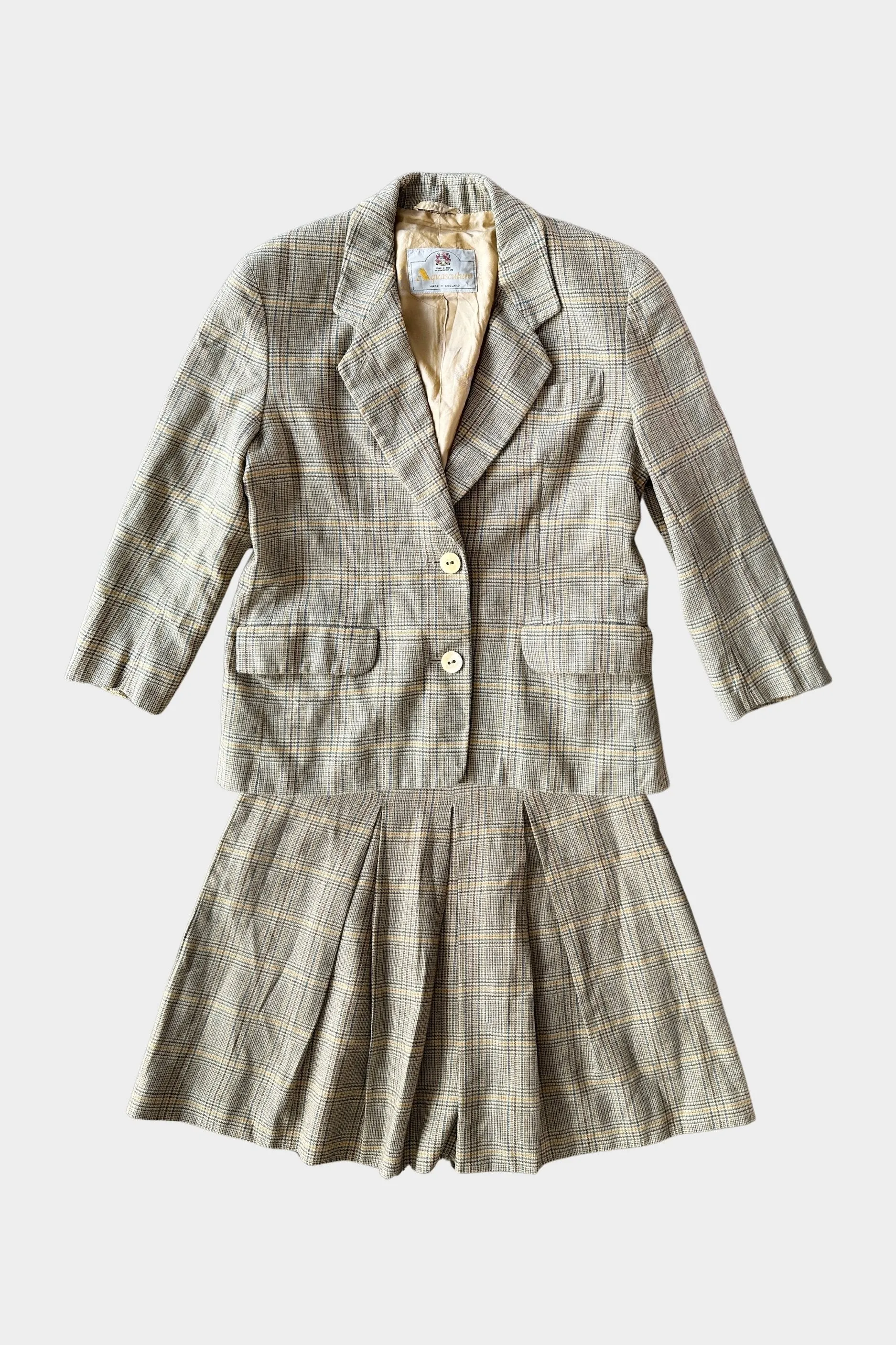 Aquascutum Vintage Wool Tweed Check Suit