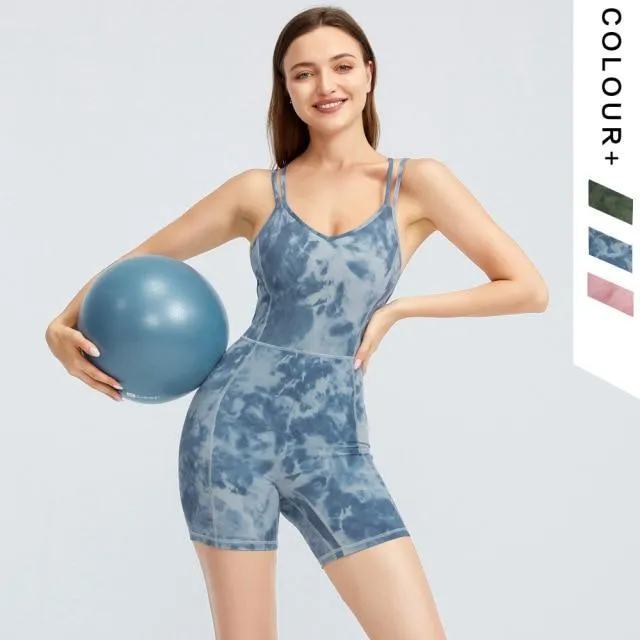 Arya Criss-Cross Back Tie Dye Fitness Playsuit