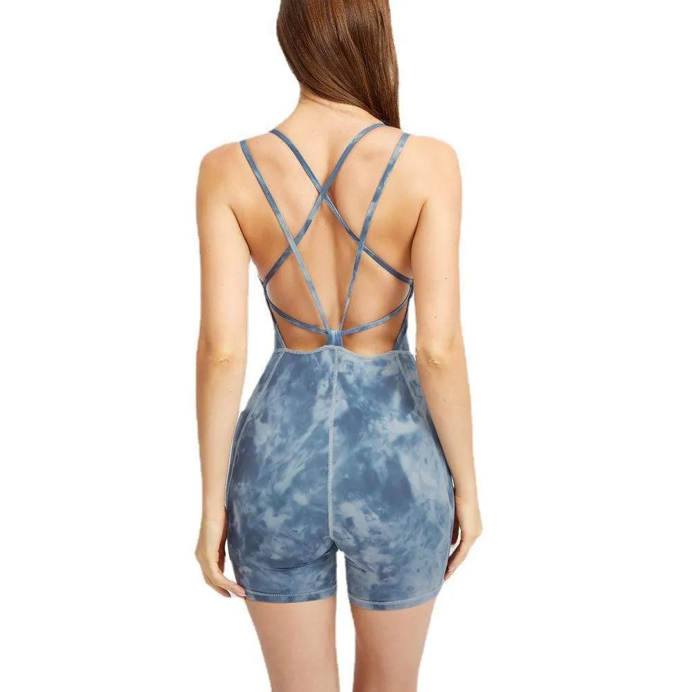 Arya Criss-Cross Back Tie Dye Fitness Playsuit