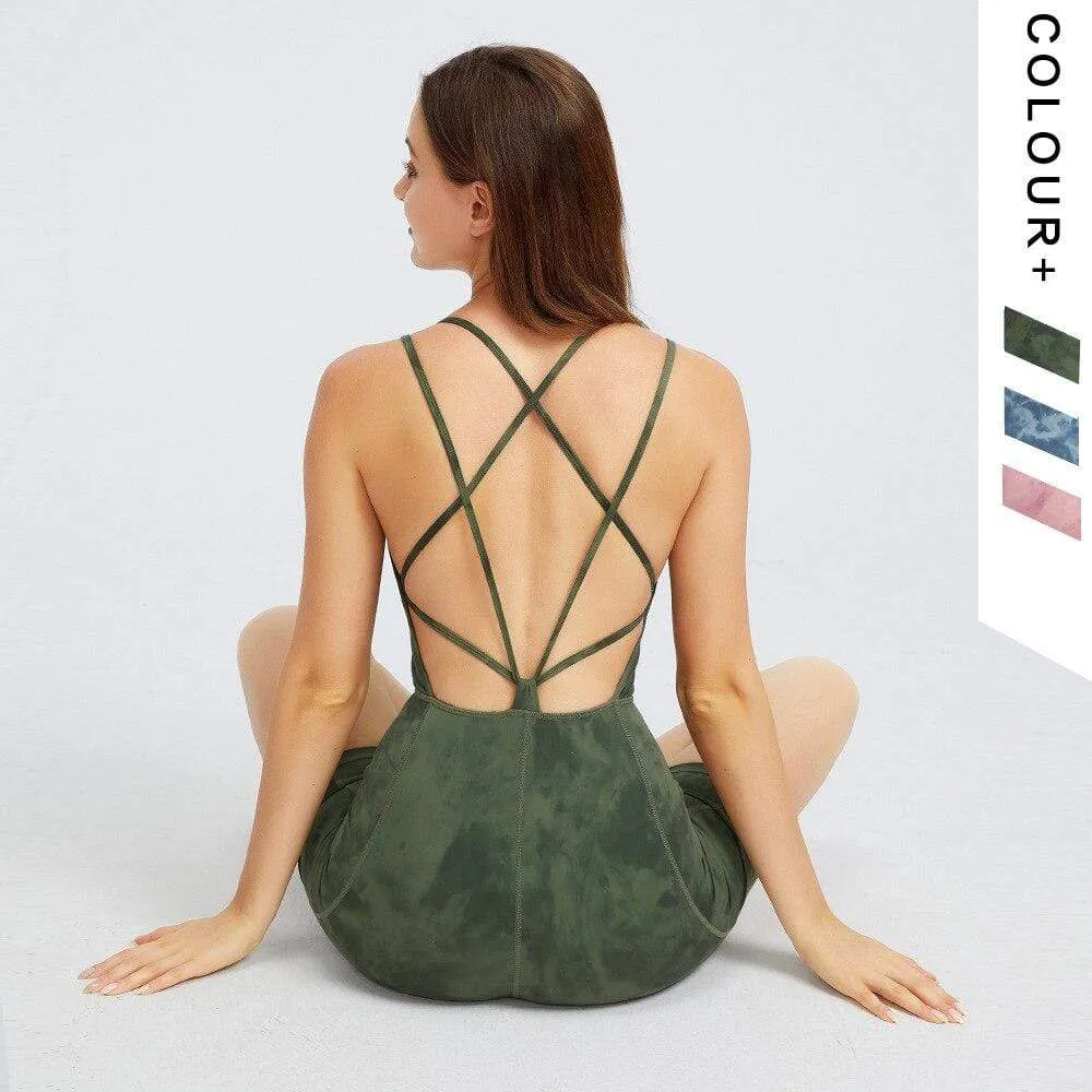 Arya Criss-Cross Back Tie Dye Fitness Playsuit