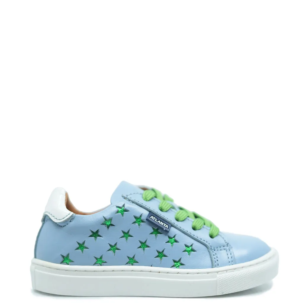 Atlanta Mocassin Sky Blue and Green Star Sneaker