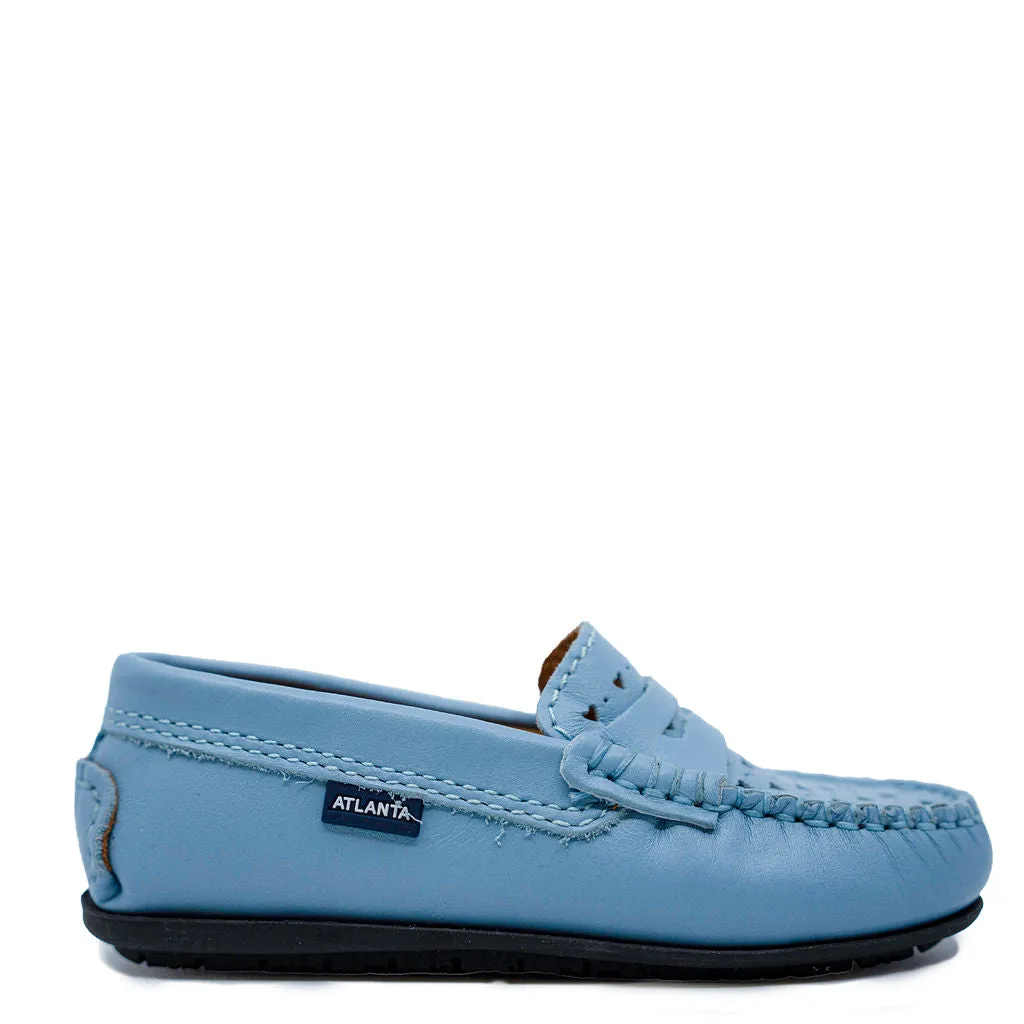 Atlanta Mocassin Sky Blue Heart Cutout Penny Loafer