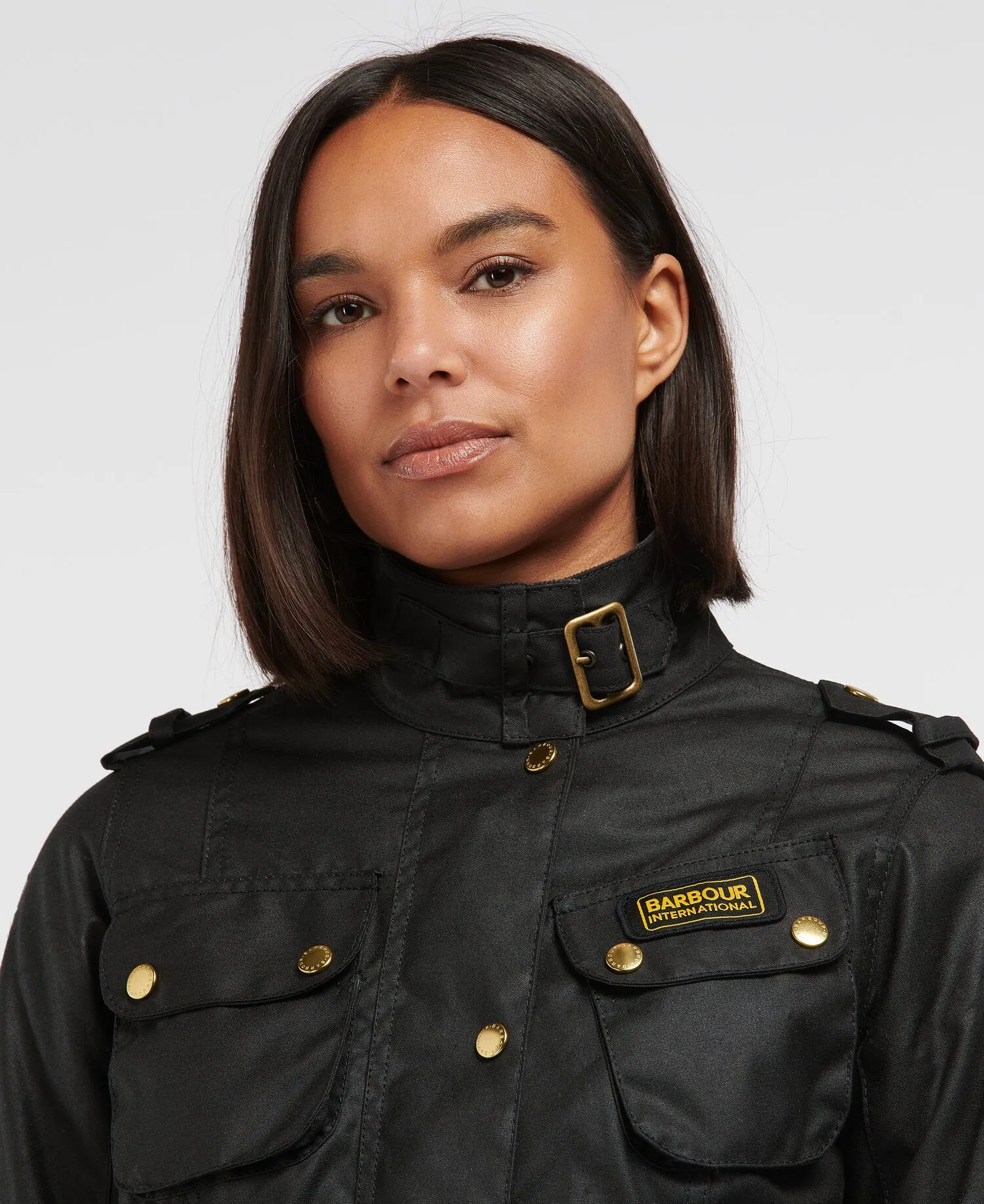 BARBOUR INTERNATIONAL LADIES WAXED JACKET BLACK