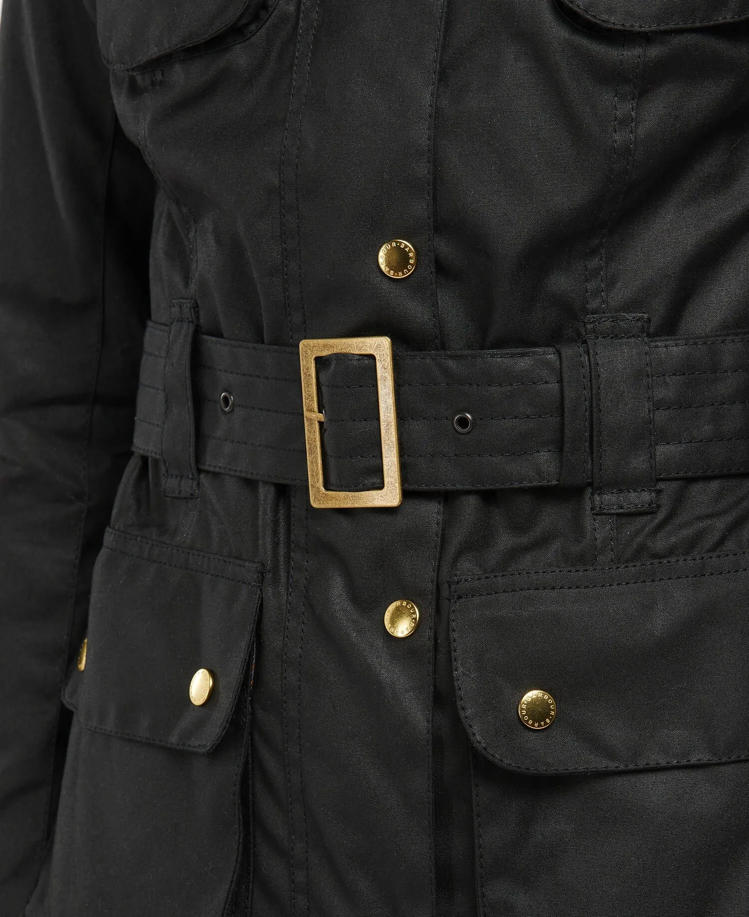 BARBOUR INTERNATIONAL LADIES WAXED JACKET BLACK