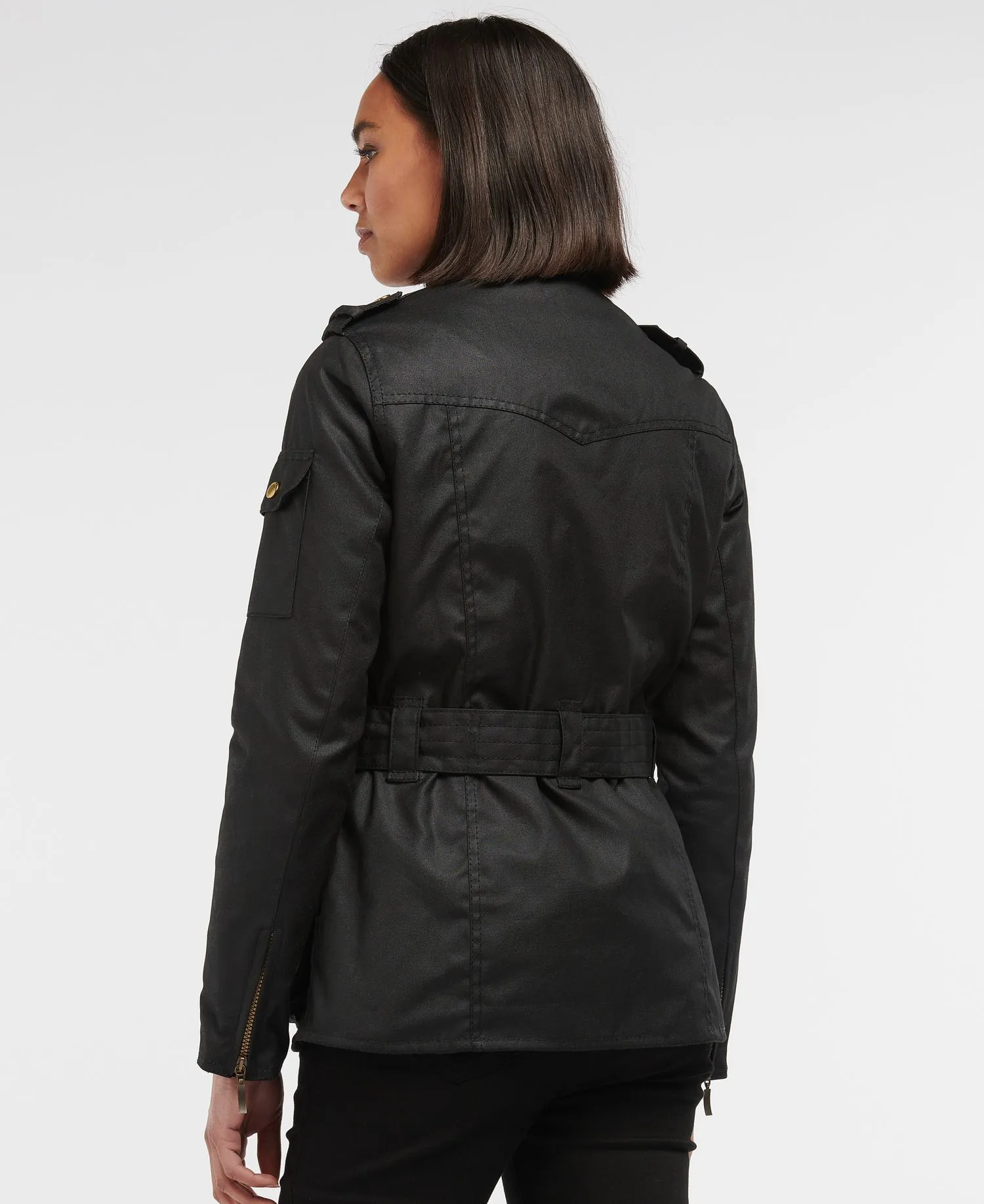 BARBOUR INTERNATIONAL LADIES WAXED JACKET BLACK