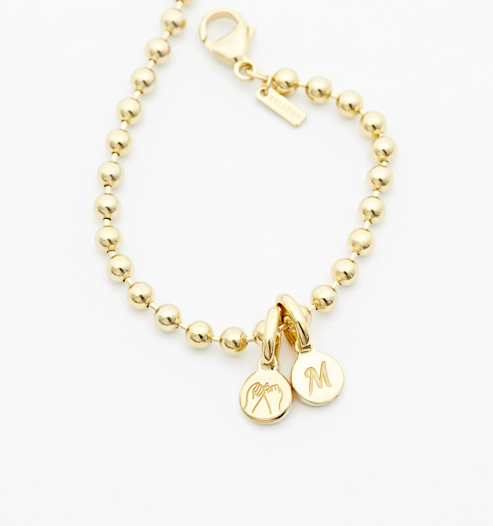 Bead Chain Bracelet   Initial Disk Charm