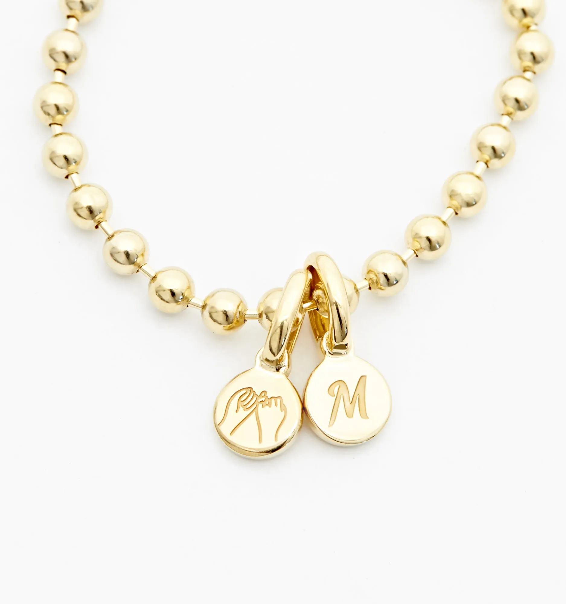 Bead Chain Bracelet   Initial Disk Charm