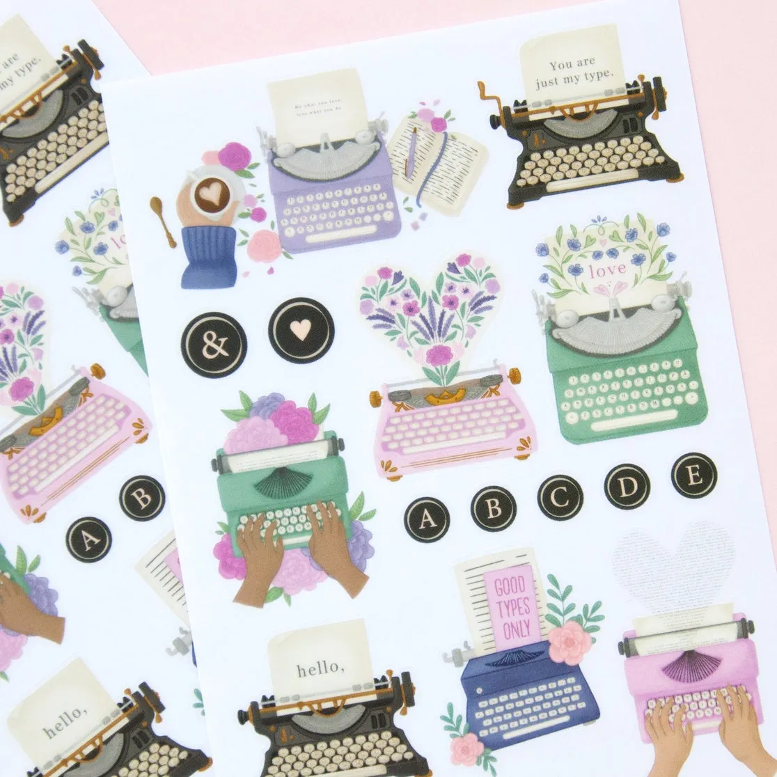 Beautiful Typewriter Sticker Sheet