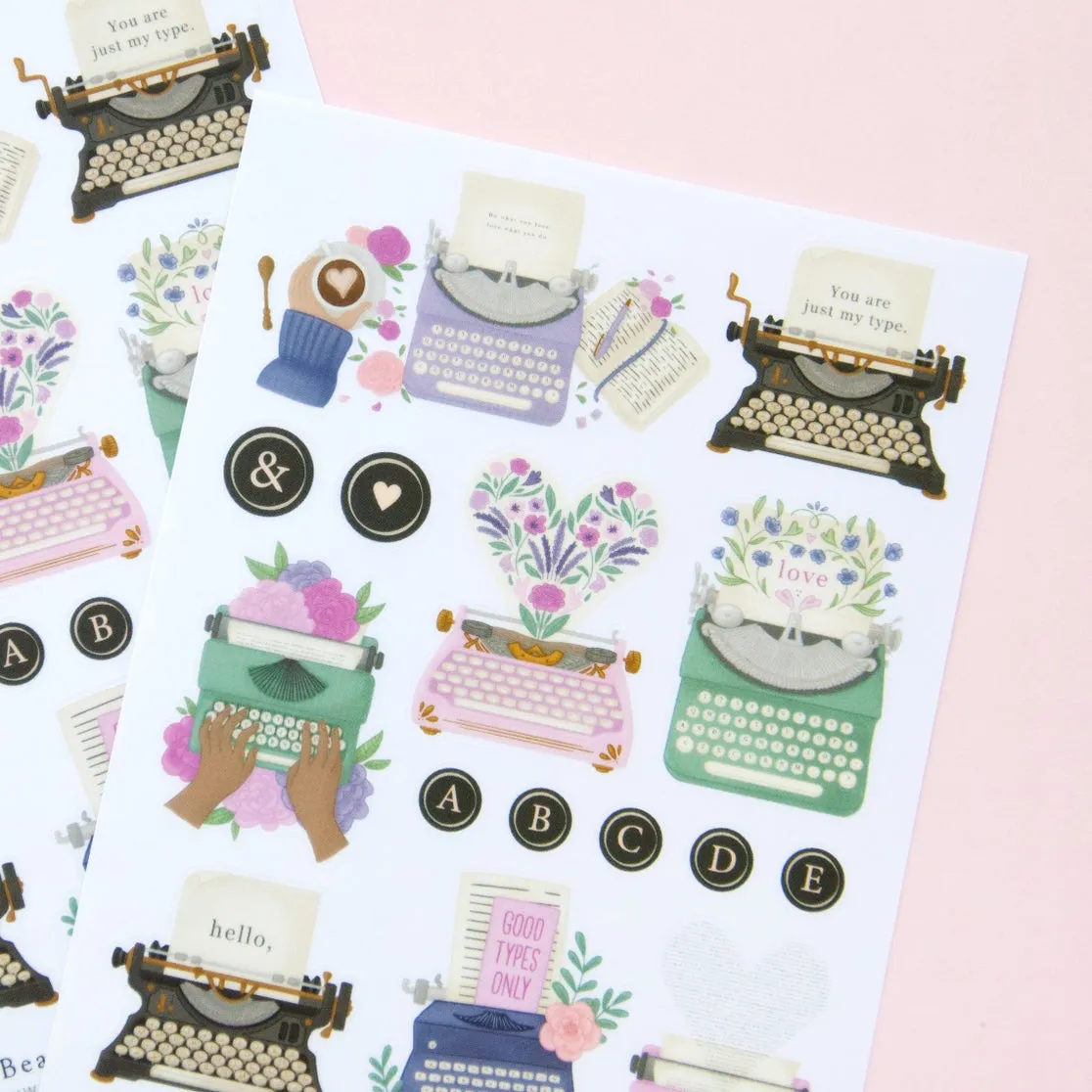 Beautiful Typewriter Sticker Sheet