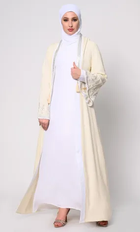 Beautiful Women's 2pc Embroidered Cream Shrug And Inner Set