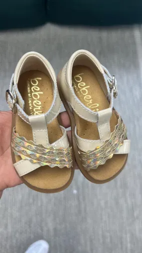 Beberlis Cream Iridescent Baby Sandal