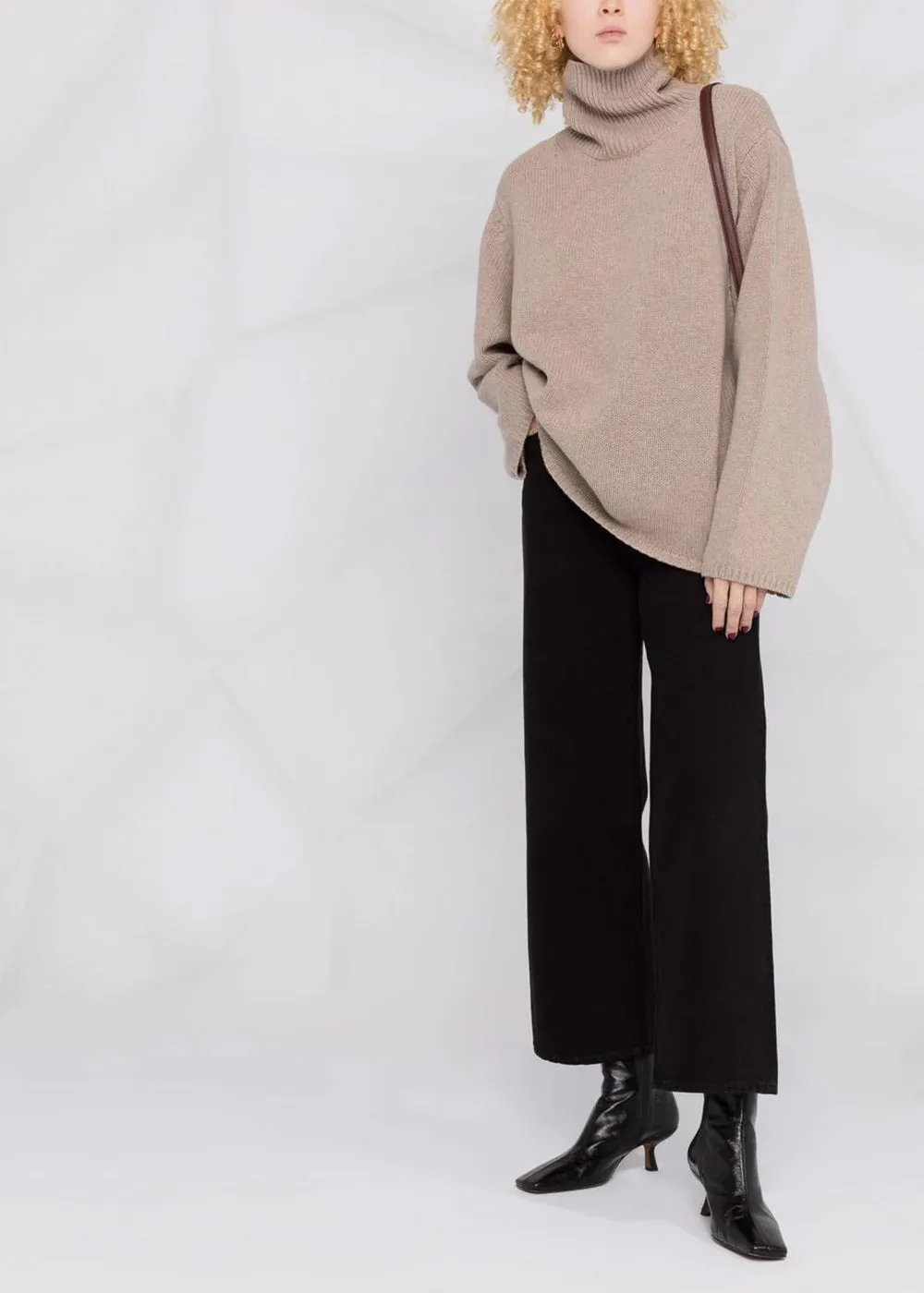 Beige Wool Cashmere Turtleneck Jumper